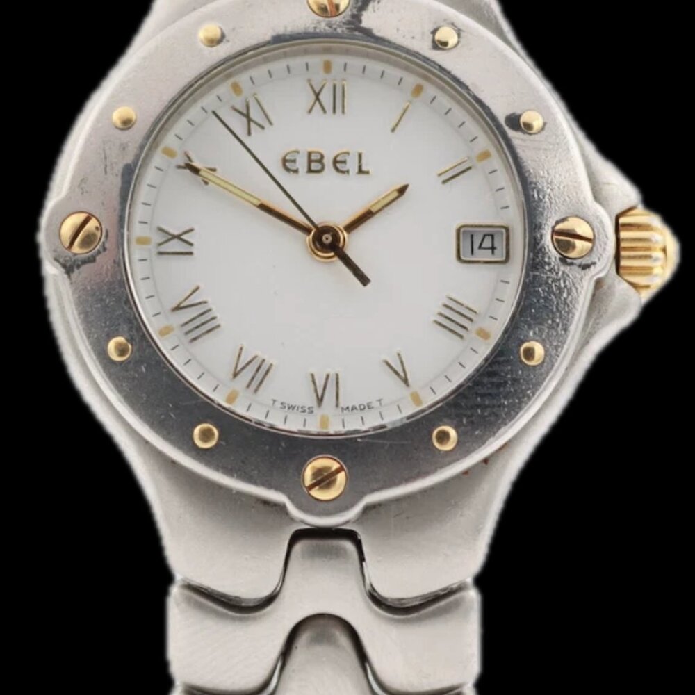 Vintage Ebel E 6087621 Sportwave Ladies Quartz Wristwatch Swiss Steel & 18k Gold